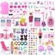 Random 43 pieces/set of girl toy accessories dresses shoes boots glasses backpacks various