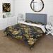 Designart "Gold And Blue Gilded Damask Reverie" Teal Damask bedding covert set with 2 shams