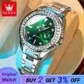 OLEVS Original Damen Quarzuhr Luxus Diamant Wasserdichte edelstahl Leder Uhr frauen Quarzuhr Mädchen