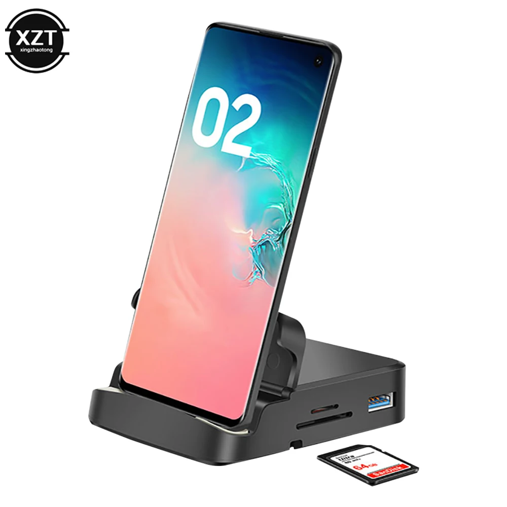 8 In 1 Typ C HUB Docking Station Telefon Stehen Für Samsung Dex Pad Station USB C Zu HDMI-kompatibel dock Power Ladegerät Adapter Image