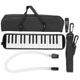 32 Piano Keys Melodica Musical Education Instrument Piano Keyboard Harmonica Wind Musical Instrument with Portable Carrying Bag for Beginners[Black]