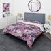 Designart "Springtime Purple Blossoms Botanical Pattern I" cottage bedding covert set with 2 shams