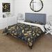 Designart "Bohemian Rhapsody Boho Pattern" Black Floral bedding covert set with 2 shams