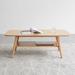 Wood Coffee Table Dining Table with Open Storage Shelf for Living Room Wood-grain Finish End Table Writing Desk