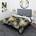 Designart "Yellow And Teal Abstract Geometric Fusion I" Teal modern bed cover set with 2 shams