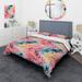 Designart "Watercolor Eccentricity Pink And Blue I" Blue Modern Bed Cover Set With 2 Shams