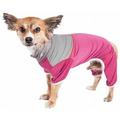 Active Embarker Heathered Performance 4-Way Stretch Two-Toned Full Bodied Warm Up Track Suit - Pink & Grey Small