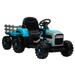 Kids Ride on Tractor with Trailer & Parent Remote Control 12V Battery Powered Ride On Tractor Toy with Dual Motors 3-Speed Adjustable Power Display USB MP3 LED Light Safety Belt for 3-9 Kids