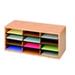 9401MO Corrugated Literature Organizer - Medium Oak - 12 Compartments - 29 W x 12 D x 12 H in.