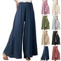 Elainilye Fashion Plus Size Pants for Women Wide Leg Pants Casual Solid Color Full Length Pants with Pocket Loungewear Black