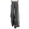 Elainilye Fashion Wide Leg Pants for Women High Waist Loose Pants Solid Color Cotton Linen Pants Loungewear Baggy Pants Gray