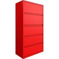 36 in. HL10000 Series Lateral File with 5-Drawer - Lava Red
