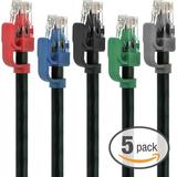 5-Pack 10-Foot Cat6 Ethernet Patch Cable - Soft Flex Tab - RJ45 Networking Cord - Multi-Color