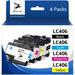 LC406 Ink Cartridges for Brother LC406 LC406BK Compatible for Brother MFC-J4335DW MFC-J4345DW MFC-J5855DW MFC-J6555DW MFC-J5855DW MFC-J6955DW (Black Cyan Yellow Magenta 4 Pack)