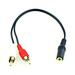 Y-Cable 3.5mm Stereo Female To 2 x Male Cable Adapter Gold Plated Connector