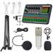 Multifunctional Live SK500 Sound Card and BM800 Suspension Microphone Kit Broadcasting Recording Condenser Microphone Set Intelligent Voice Changer Device Audio Mixer for Computers and Mobilephone