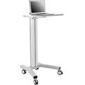 Mobile Height Adjustable Laptop Workstation with 4-Outlet Power Strip Silver