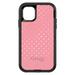 DistinctInk Case for iPhone 15 (6.1 Screen) - OtterBox Defender Custom Black Case - Pink & Gold Polka Dot Pattern