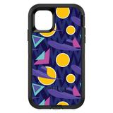 DistinctInk Case for iPhone 15 PLUS (6.7 Screen) - OtterBox Defender Custom Black Case - Pink Purple Yellow 90s Pattern - Relive the 90 s