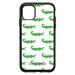 DistinctInk Case for iPhone 13 MINI (5.4 Screen) - OtterBox Symmetry Custom Black Case - Green White Alligators - Cartoon Alligators