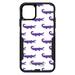 DistinctInk Case for iPhone 14 PRO (6.1 Screen) - OtterBox Commuter Custom Black Case - Purple White Alligators - Cartoon Alligators