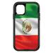 DistinctInk Case for iPhone 15 PLUS (6.7 Screen) - OtterBox Defender Custom Black Case - Red White Green Mexican Flag Mexico