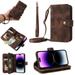 Compatible with Google Pixel 6 Wallet Case [6 Card Slots] Removable Adjustable Crossbody Necklace Lanyard Shoulder Strap Zipper PU Leather Case for Google Pixel 6 Brown