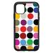 DistinctInk Case for iPhone 11 PRO (6.1 Screen) - OtterBox Symmetry Custom Black Case - Rainbow Polka Dots