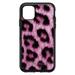 DistinctInk Case for iPhone 13 MINI (5.4 Screen) - OtterBox Symmetry Custom Black Case - Pink Black Leopard Fur Skin Print