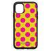 DistinctInk Case for iPhone 11 Pro MAX (6.7 Screen) - OtterBox Symmetry Custom Black Case - Yellow Hot Pink Polka Dots