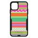 DistinctInk Case for iPhone 11 (6.1 Screen) - OtterBox Commuter Custom Black Case - Green Pink White Stripes Polka Dots
