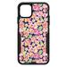 DistinctInk Case for iPhone 11 (6.1 Screen) - OtterBox Commuter Custom Black Case - Preppy Pattern - Pink Green Navy Flowers Floral