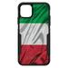 DistinctInk Case for iPhone 14 PLUS (6.7 Screen) - OtterBox Commuter Custom Black Case - Italian Flag Italy Waving Red White Green - Show Your Love of Italy