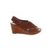 Johnston & Murphy Wedges: Brown Print Shoes - Women's Size 7 1/2 - Peep Toe