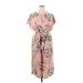 Shein Casual Dress - Mini Crew Neck Short sleeves: Pink Floral Dresses - Women's Size 0X