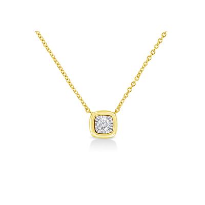 Women's Yellow Gold Over Silver 1/10 Cttw Diamond Pendant Necklace - Choice Of Shape by Haus of Brilliance in Cushion