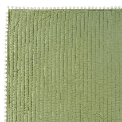 Audree Pom Pom Quilt - Sage, King - Ballard Designs