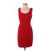 Donna Ricco Casual Dress - Sheath Scoop Neck Sleeveless: Red Print Dresses - Women's Size 4