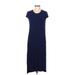 Jessica Simpson Casual Dress - Midi Scoop Neck Short sleeves: Blue Print Dresses - Women's Size Medium