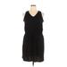 Faded Glory Casual Dress - Mini V Neck Sleeveless: Black Print Dresses - Women's Size X-Large