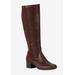 Wide Width Women's Mix Medium Calf Boot by Ros Hommerson in Brown Leather Suede (Size 9 1/2 W)