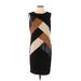 Chico's Casual Dress - Sheath Crew Neck Sleeveless: Brown Color Block Dresses - Women's Size Small