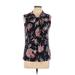 Tommy Hilfiger Sleeveless Blouse: Black Floral Tops - Women's Size Large