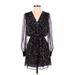 Lavender Brown Casual Dress - Mini V-Neck Long sleeves: Black Dresses - Women's Size X-Small