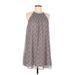 Lush Casual Dress - Mini Crew Neck Sleeveless: Gray Dresses - Women's Size Medium