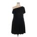 Lane Bryant Casual Dress - Party One Shoulder Short sleeves: Black Solid Dresses - Women's Size 18 Plus