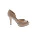 Nine West Heels: Slip On Stiletto Minimalist Tan Print Shoes - Women's Size 6 - Peep Toe