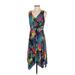 NY Collection Casual Dress - Midi: Teal Floral Motif Dresses - Women's Size Small