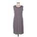 R&M Richards Casual Dress - Sheath Scoop Neck Sleeveless: Gray Print Dresses - Women's Size 8