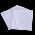 Pochettes en papier pour disques CD et DVD étui à fenêtre transparente sac en papier plié blanc